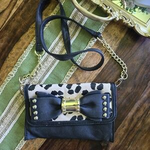 Betsey Johnson Black and Cream Crossbody Bag